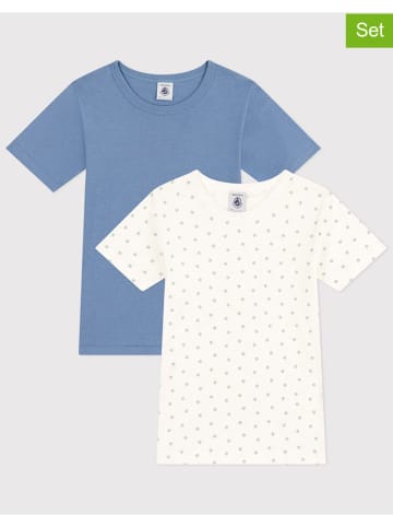 PETIT BATEAU 2-delige set: shirts wit/blauw