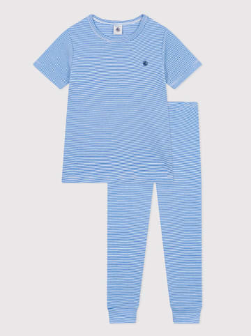PETIT BATEAU Pyjama in Hellblau/ Weiß