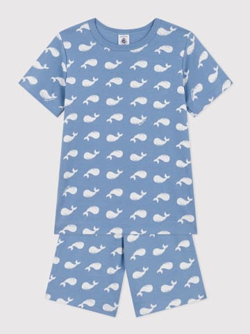 PETIT BATEAU Pyjama in Blau/ Weiß