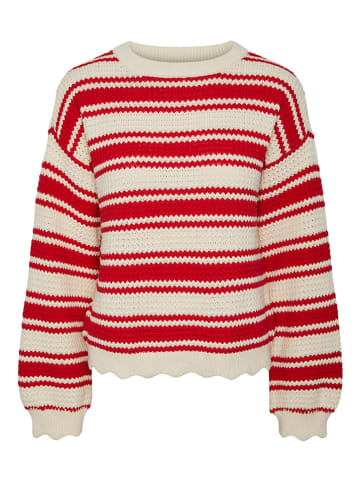 Pieces Sweter w kolorze czerwono-kremowym