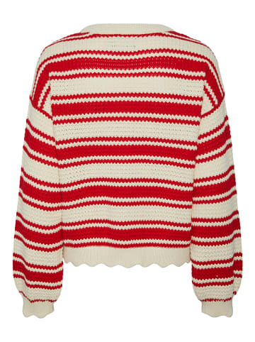Pieces Pullover in Rot/ Creme