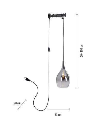 JUST LIGHT. Wandlamp "Pilua" zwart - (B)30 x (H)100 x (D)33 cm