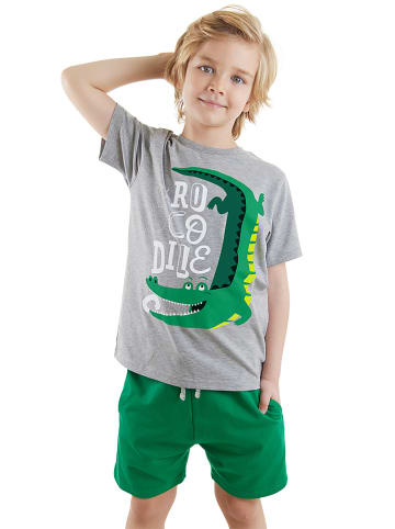Denokids 2-delige outfit "Croco Boy" groen/grijs