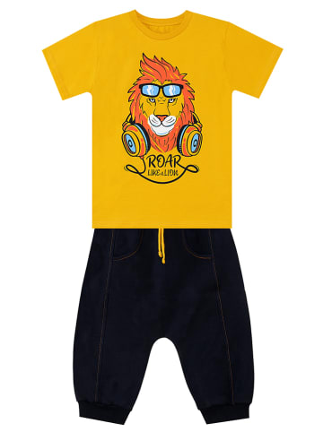 Denokids 2-delige outfit "Lion" geel/zwart