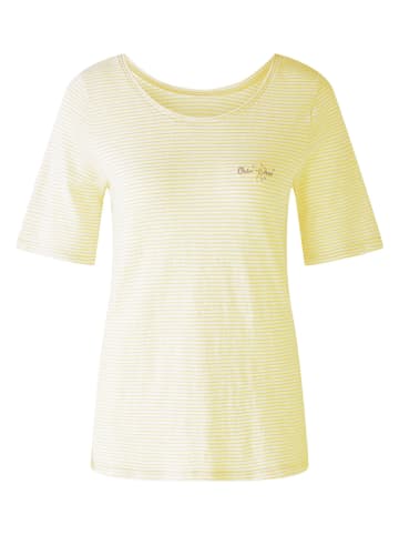 Oui Shirt in Weiß/ Gelb