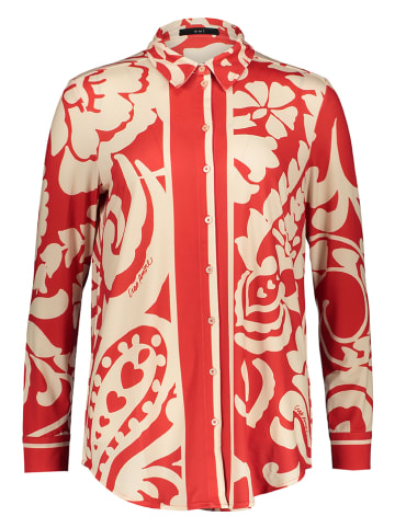 Oui Bluse in Rot/ Creme