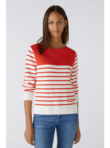 Oui Pullover in Weiß/ Rot