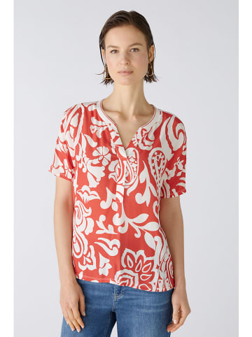 Oui Bluse in Rot/ Weiß