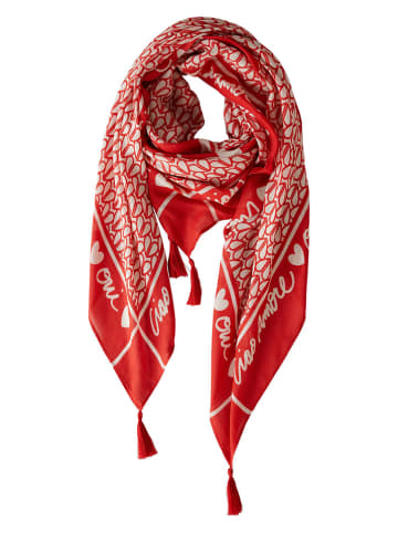 Oui Sjaal rood/wit - (L)110 x (B)110 cm