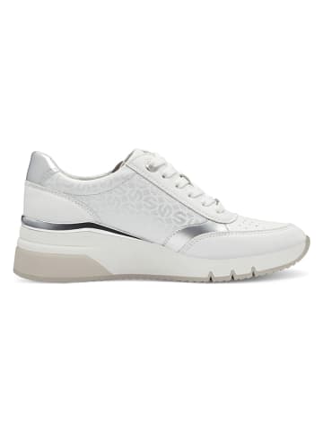 s.Oliver Sneakersy w kolorze biało-srebrnym na koturnie