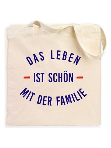 WOOOP Stoffbeutel "Das Leben ist schön" in Beige - (B)36 x (H)43 cm