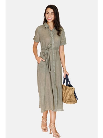 Le Jardin du Lin Leinen-Kleid in Khaki