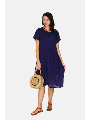 Le Jardin du Lin Leinen-Kleid in Dunkelblau
