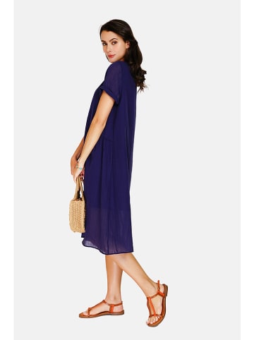 Le Jardin du Lin Leinen-Kleid in Dunkelblau