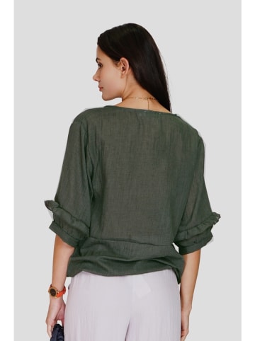 Le Jardin du Lin Leinen-Bluse in Khaki