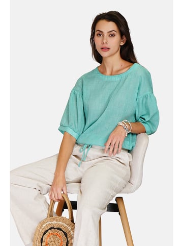Le Jardin du Lin Linnen blouse turquoise