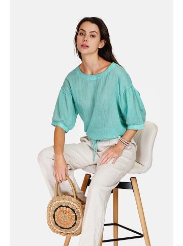 Le Jardin du Lin Linnen blouse turquoise