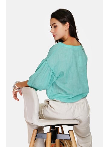 Le Jardin du Lin Linnen blouse turquoise