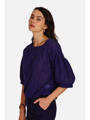 Le Jardin du Lin Linnen blouse donkerblauw