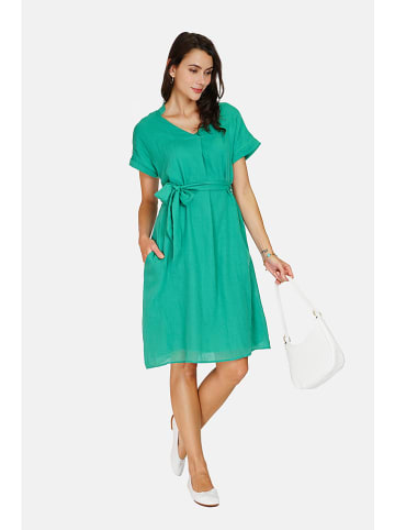 Le Jardin du Lin Linnen jurk turquoise