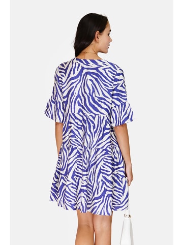 Le Jardin du Lin Kleid in Blau/ Weiß