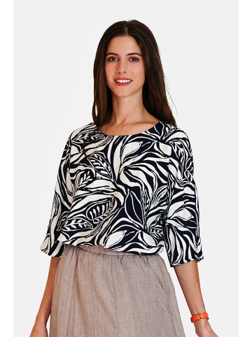 Le Jardin du Lin Bluse in Dunkelblau/ Creme
