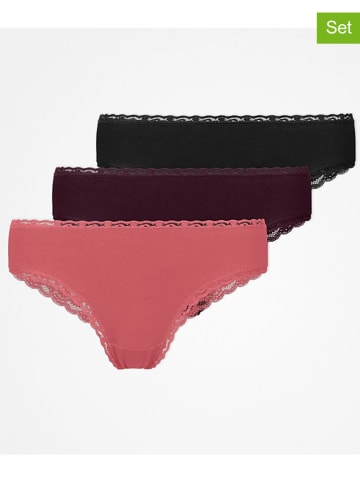 SNOCKS 3er-Set: Slips in Lila/ Schwarz/ Pink