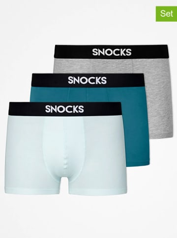 SNOCKS 3-delige set: boxershorts blauw/lichtblauw/grijs
