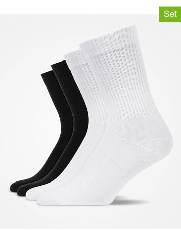 SNOCKS 4-delige set: sokken zwart/wit