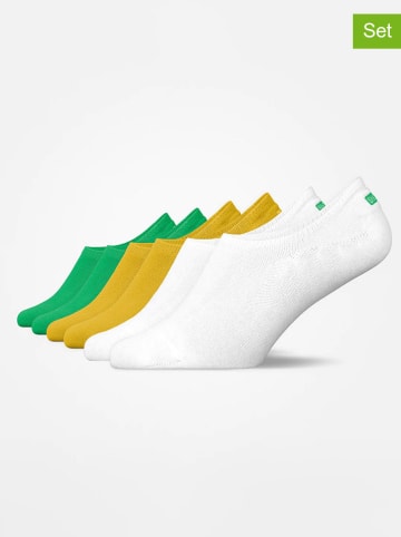 SNOCKS Skarpetki-stopki (6 par) w kolorze biało-zielono-żółtym