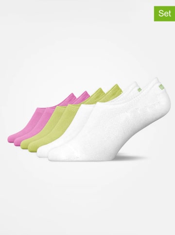 SNOCKS Skarpety-stopki (6 par) w kolorze biało-różowo-zielonym