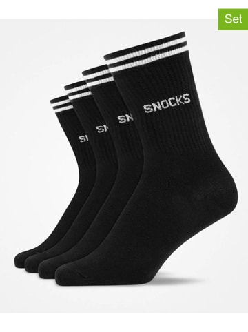 SNOCKS 4er-Set: Socken in Schwarz