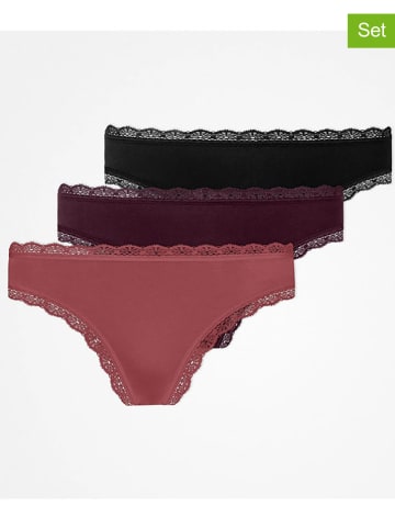 SNOCKS 3er-Set: Strings in Lila/ Schwarz/ Pink