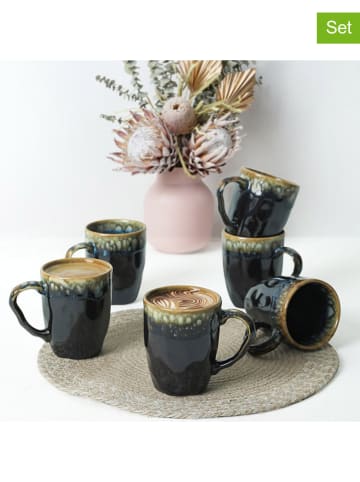 Hermia 6er-Set: Kaffeetassen in Schwarz - 370 ml