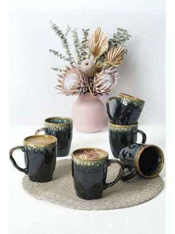 Hermia 6er-Set: Kaffeetassen in Schwarz - 370 ml