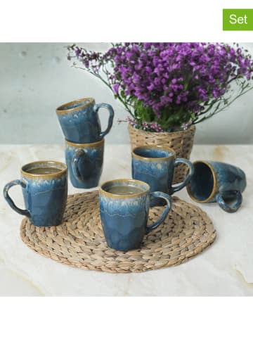 Hermia 6-delige set: koffiekoppen blauw - 370 ml