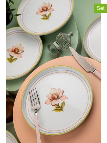Hermia 6er-Set: Dessertteller in Weiß/ Rosa - Ø 19 cm