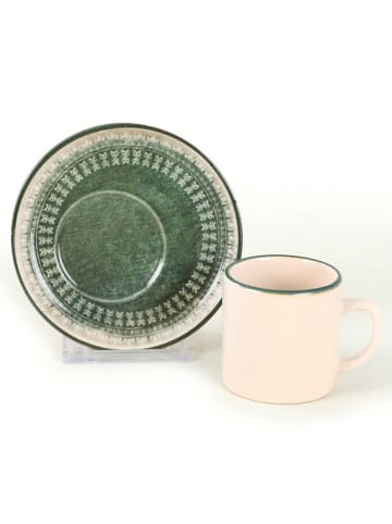 Hermia Filiżanki (6 szt.) w kolorze kremowo-zielonym do kawy - 110 ml
