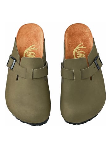 Moosefield Leder-Clogs in Khaki