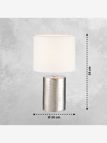 FISCHER & HONSEL Lampa stołowa LED "Prata" w kolorze srebrno-białym - wys. 35 x Ø 20 cm