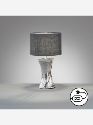 FISCHER & HONSEL Lampa stołowa "Louis" w kolorze srebrno-szarym - wys. 44 x Ø 25 cm