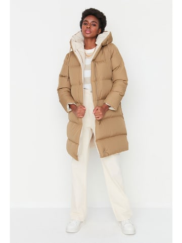 trendyol Dwustronny płaszcz zimowy w kolorze karmelowo-kremowym