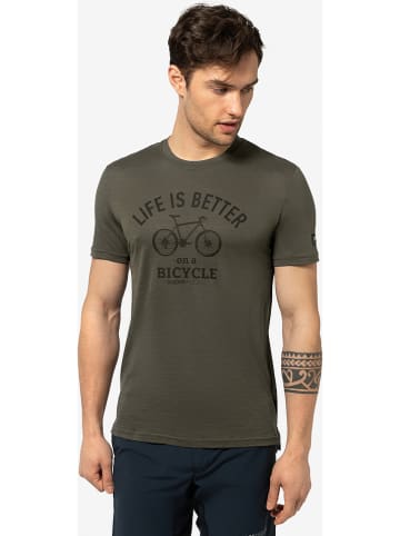 super.natural Koszulka "Better Bike" w kolorze khaki
