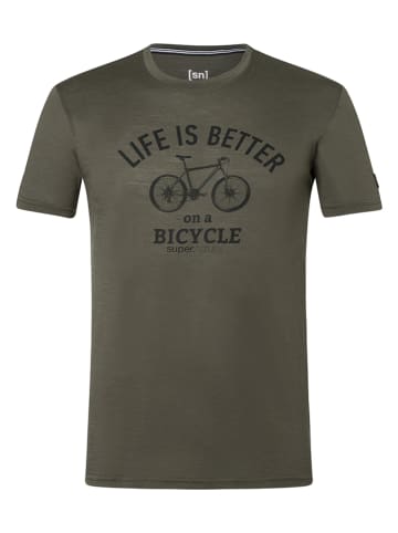 super.natural Koszulka "Better Bike" w kolorze khaki