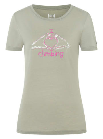 super.natural Shirt "I love climbing" in Beige