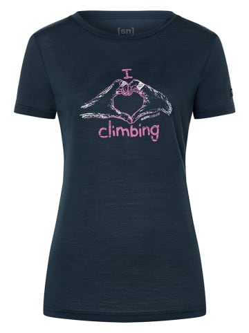 super.natural Shirt "I love climbing" donkerblauw