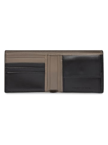 Tommy Hilfiger Skórzany portfel w kolorze czarno-beżowym - 12 x 10 x 2 cm