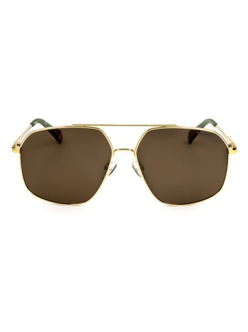 Polaroid Okulary przeciwsłoneczne unisex w kolorze złoto-brązowym