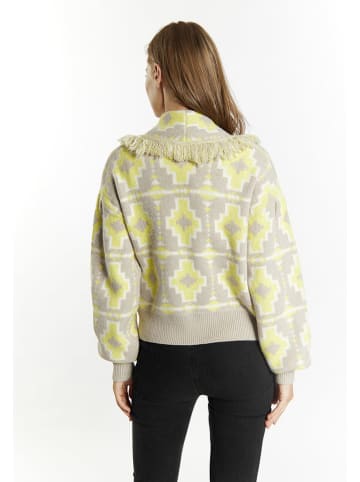 IZIA Cardigan in Grau/ Gelb