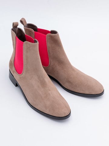 Belle Amie Leder-Chelsea-Boots in Taupe/ Fuchsia